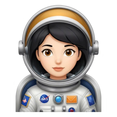female astronaut with black hair and brown eyes sticker