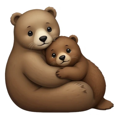 small seal hugging a brown bear sticker