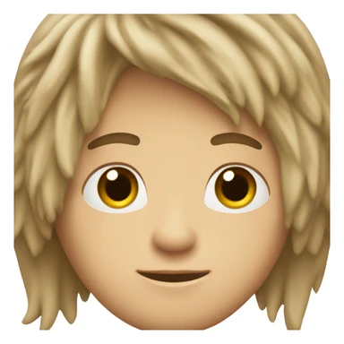 middle length to long fluffy straight dark blonde haired male with white olive skin and brown eyes  sticker