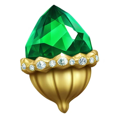 sparkling emerald Acorn like diamond with stem made of gold sticker