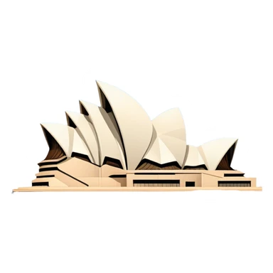 Cinematic Realistic Sydney Opera House Landmark Emoji, depicted with its iconic sail‚Äêlike design set against a clear blue sky, rendered with crisp architectural detail and dynamic lighting. sticker