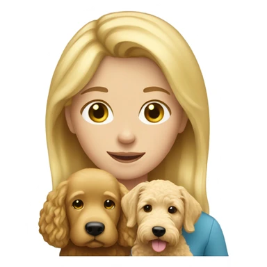 Blonde haired girl with a blonde golden doodle sticker
