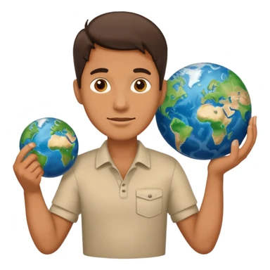 man holding a map of the earth @emoji sticker