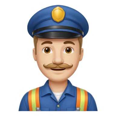 white men with mustache wear worker's uniform sticker