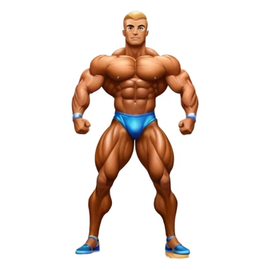 Bodybuilder on stage at a competition, covered in oil, flexing to showcase defined muscles under bright lights. The background shows a professional bodybuilding stage with judges and an audience in soft focus, highlighting the intense focus and discipline of the sport. Transparent background. sticker