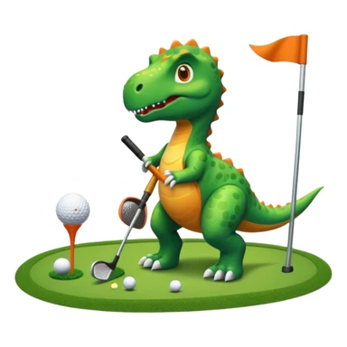 Dinosaur golfing sticker