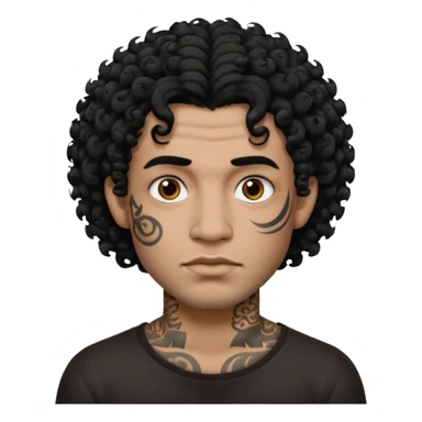 man curly hair and heavy face tattoo sticker