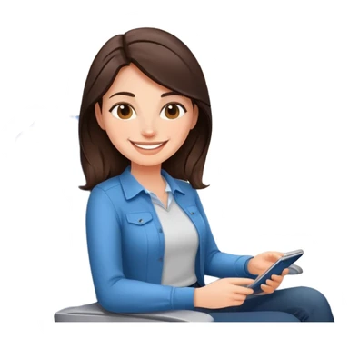 Casual brunette on airplane seat emoji sticker