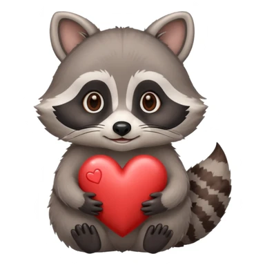 Raccoon hold heart sticker