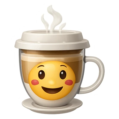 Add visible coffee steam rising from the cappuccino cup. Keep the style consistent with the original and maintain a transparent background. sticker