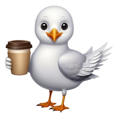 Seagull holding coffee sticker