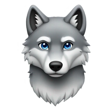 Full-body Grey wolf with black paws, black muzzle, black tail. with blue eyes. full body sticker