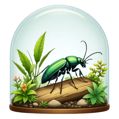 Close-up of home insects showcasing beetles, praying mantises and other exotic species in vivid detail, with natural textures of the terrarium. Soft lighting highlights their features. Transparent background. sticker
