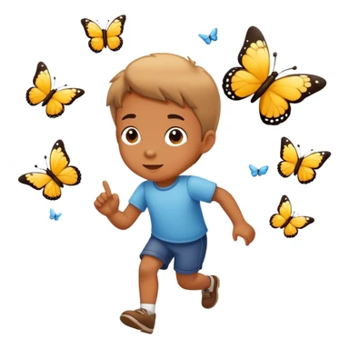 child chasing butterflies sticker