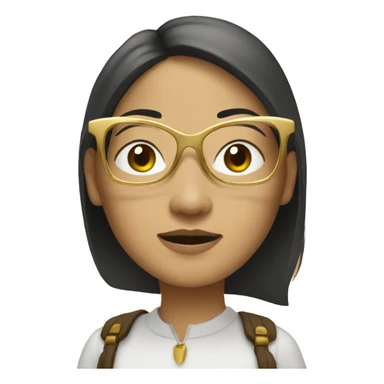 An Asian woman wears gold glasses sticker