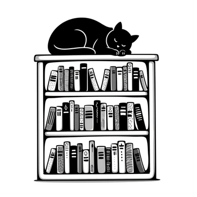 Cozy bookshelf filled with books of different sizes and colors sticker