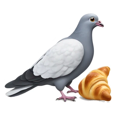ugly pigeon eating a croissant sticker