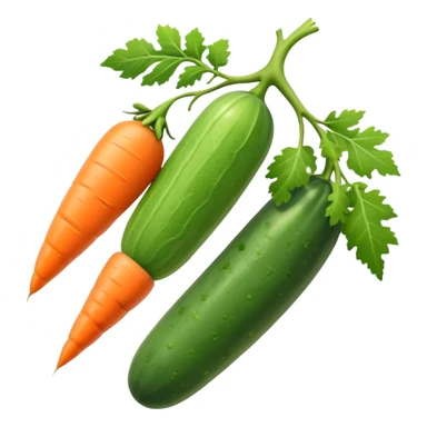 cucumber, eggplant, big carrot, on a branch sticker