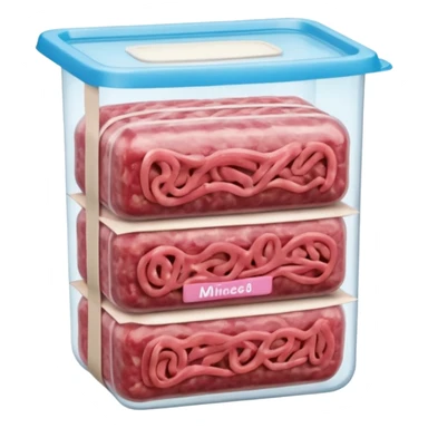 A 3D cartoon pack of minced meat wrapped in transparent plastic, supermarket-style packaging, Memoji-style. sticker