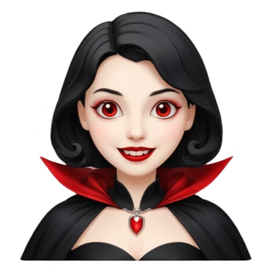Vampire lady in black dress with cape, smile sticker