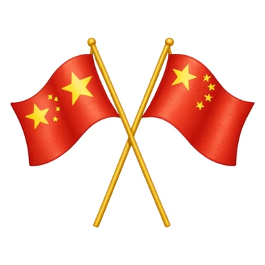 crossed Russian and Chinese flags, emoji style, bright and clear, no text sticker