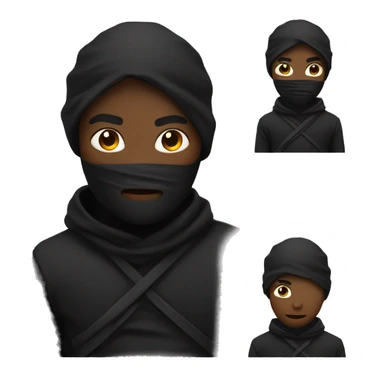 black ninja with blurred mouth sticker