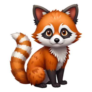 Black-eared Realistic patterned speckled flurry scaly 4-legged quadrupedal Red-Panda-Munchkin-Kitten-Lemur-Raccoon-Dog-Red-Fox-Bobcat-animal-fusion-hybrid, Full body sticker