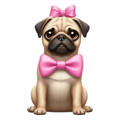 Pug with pink bow sticker