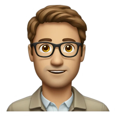 guy with glasses, brown-haired ecologist, thick eyebrows sticker