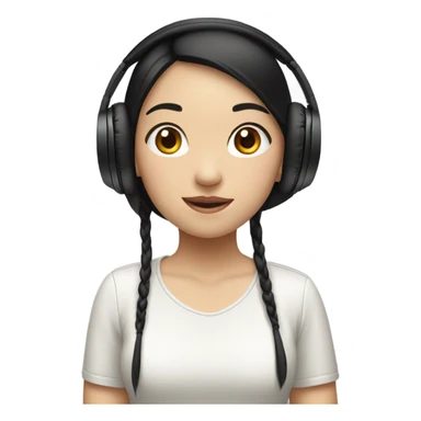asian girl with apple headphones black hair  sticker