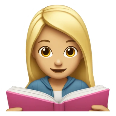 Blonde girl reading book sticker