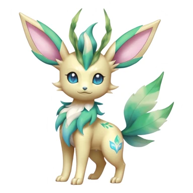 Shiny Cool Sparkly Cute Ethereal Leafeon-Sylveon-Vaporeon-Fakemon-hybrid-fusion- full body sticker