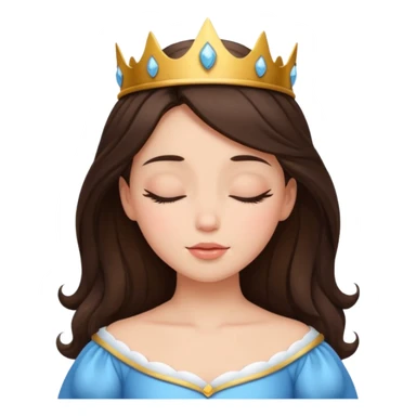 a brunette hair beautiful princess closing her eyes calmly sticker