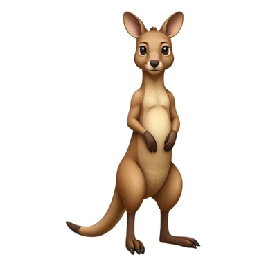 cinematic-kangaroo-realistic-full-body-standing-emoji,-powerful-muscular-frame-balanced-on-strong-hind-legs,-large-tail-resting-lightly-on-the-ground,-short-forearms-held-close-to-chest,-warm-brown-fur-textured-and-detailed,-keen-eyes-scanning-the-horizon-with-curious-alertness,-simplified-yet-realistic-focused-features,-highly-detailed,-glowing-with-a-subtle-natural-radiance sticker