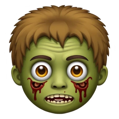 quero um emoji de um menino com pele de zumbi cabelo castanho claro e de franja sticker
