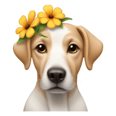 Dog with a flower on his head sticker