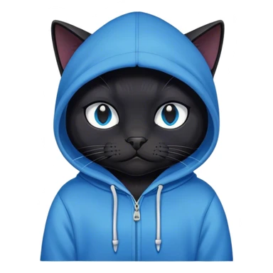 Black Cat wearing blue hudy  sticker