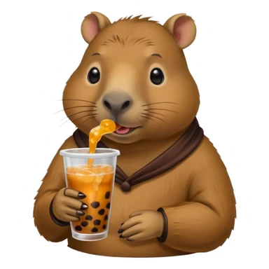 Capybara drinking boba sticker