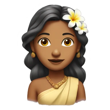 Indian girl with one plumeria  in hair sticker