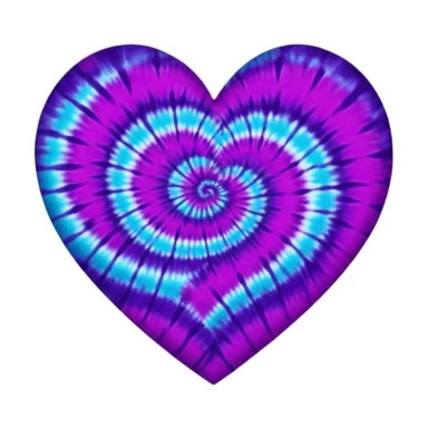purple heart with a tie-dye pattern sticker