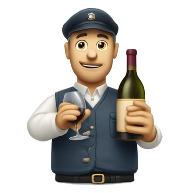 Drunken postman with wine decanter sticker