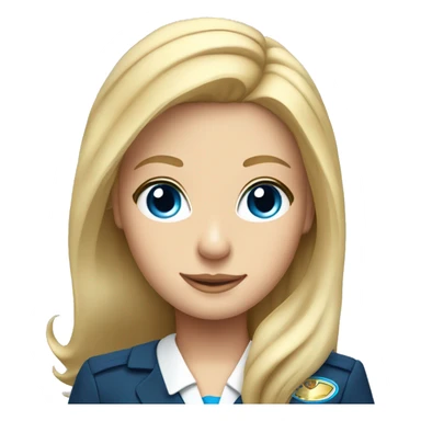 long blonde hair blue eyed girl flight attendant sticker