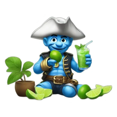 smurf pirate drinking mojito sticker