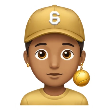 brown boy with gold earrings and a ball cap on sticker