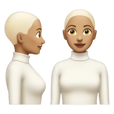 White bald woman cream turtleneck sticker