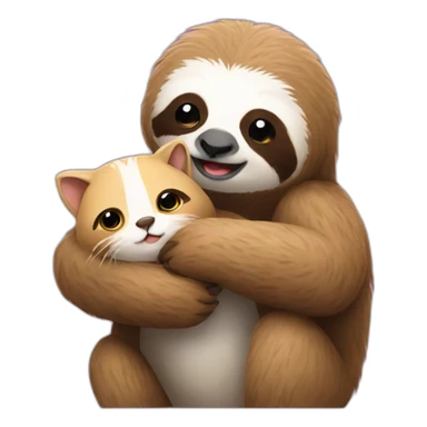 sloth petting a kitty sticker