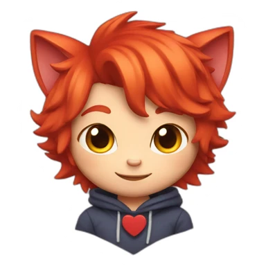 Red head catboy with heart emote sticker