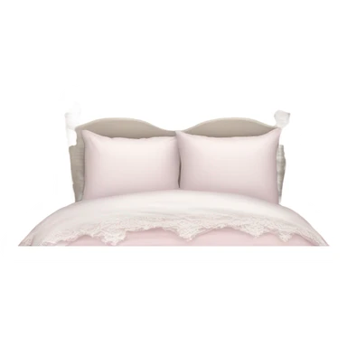 Pale pink bed with white lace curtains  sticker