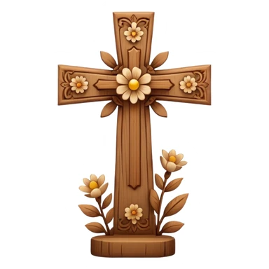 Cute Christian cross with carved flowers on it sticker
