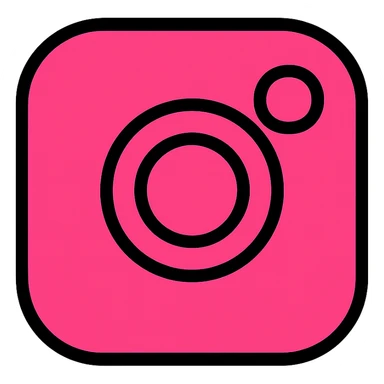 Instagram logo in pink color icon style with a bold outline sticker
